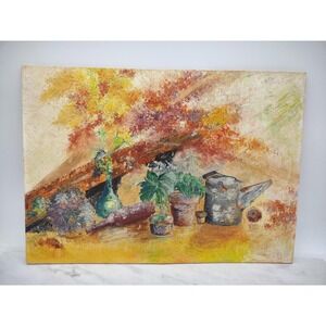 VTG 1974 Original Oil Painting Fall Scene Provenance on Back by Cathleen I Katz